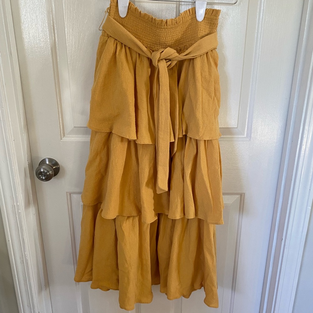 Yellow Free People Midi Skirt